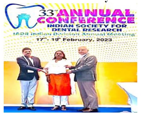 Dr. Rebecca Chowdhry<br />Best Star Researcher Award at Indian Society of Dental Research 2023 Dr. Rebecca Chowdhry<br />Best Star Researcher Award at Indian Society of Dental Research 2023